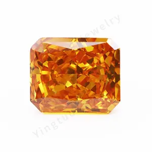 Yingtuo Wholesales Machine Cut Radiant 10x12mm Fancy Deep Yellow Ice Crushed Cubic Zirconia Loose Gemstones