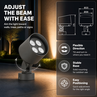 Projecteur LED extérieur en aluminium étanche IP65 18W RGBW à faisceau réglable pour aménagement paysager, allée de jardin, façade de bâtiment
