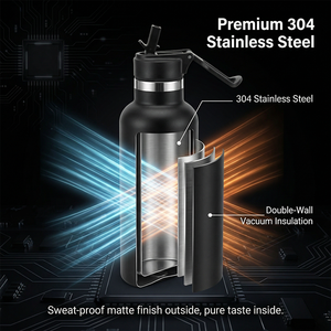 Bouteille d'eau sport portable isotherme sous vide à double paroi en acier inoxydable 304 de 650 ml avec logo client - Product Image 3