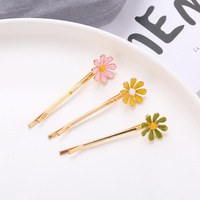 Pinces à cheveux tournesol en émail coloré, Design émaillé, trèfle à quatre feuilles, épingle à cheveux pour filles, décoration de cheveux d'été