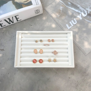Small Size Plush Jewelry <strong>Ring</strong> Tray 7 Slots Grey Frosted Velvet <strong>Ring</strong> Tray Black PU Leather Jewelry Selection <strong>Plate</strong> - Product Image 6