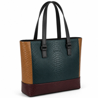 Farbblock-Schultertasche mit Schlangenprägung, PU-Leder, dreifarbig, große Arbeitstasche, Umhängetasche, Bürotasche für Herren