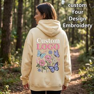 Sudadera con Capucha de Algodón Grueso, Cuello Redondo, Estilo Holgado, con Logotipo Personalizado Bordado, para Hombre y Mujer - Product Image 3