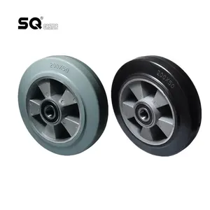 Guangdong Manufacture High Quality Heavy Duty Aluminum Core 4 5 6 8 10 Inch Rubber Caster Wheels 7 Inch Trolley Wheel