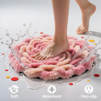 Tapis rose personnalisable, antidérapant, lavable, à poils longs et courts, en forme de fleur irrégulière, 3D floqué, épais et moelleux, de qualité supérieure, très vendu
