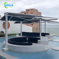 Nouveau design d'auvent rétractable électrique en aluminium à double ouverture debout