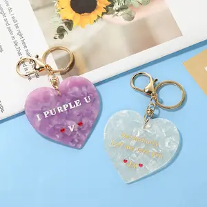 Doce Colorido Acrílico Ácido Acético Coração Amor Chaveiros Moda Feminina Keychain para Mulheres Valentines Gift Acessórios