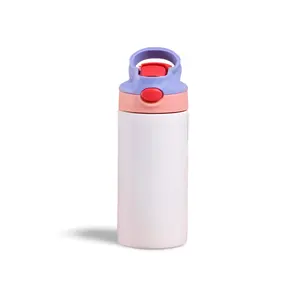 Double Wall 360 Ml 12 Oz Insulated Stainless Steel Kids Flip Top Tumbler Straight Blank Child Sublimation Sippy Water Bottle