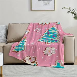 Christmas Christmas Tree Santa Flannel <b>Blanket</b> Throw <b>Blanket</b> Nap <b>Blanket</b> Party Decor Xmas Gift Machine Washable Fade Resistant - Product Image 3