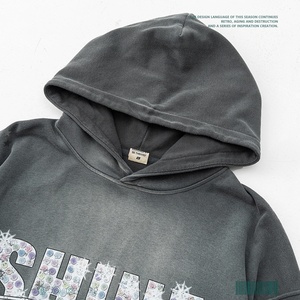 Áo hoodie cotton dày, <span class=keywords><strong>in</strong></span> logo theo yêu cầu, kiểu vintage, phai màu nắng, giặt acid, hiệu ứng cũ kỹ - Product Image 2