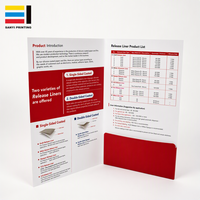 Dossier de présentation en papier imprimé sur mesure avec poche intérieure A4, dossier de documents rouge pour brochures, catalogues et échantillons