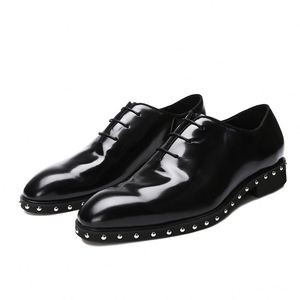 Fall Luxury Men's Formal Dress Shoes Wholesale - Premium Black with Rivet Decoration, Genuine Leather Round-toe Formal Shoes - Product Image 2