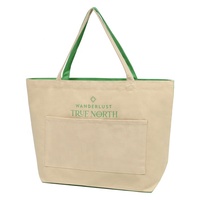 Sacs fourre-tout promotionnels personnalisés en toile de coton beige naturelle avec poche, impression de logo OEM