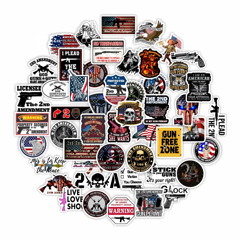 50 PCS 2ND AMENDMENT Vinyl Decal Sticker For Truck Window Car Laptop