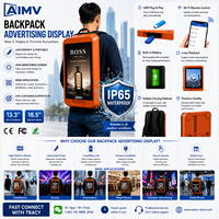 Sac à dos publicitaire portable avec écran LED numérique de 13,3 pouces, lecteur d'affichage mobile extérieur avec WiFi USB