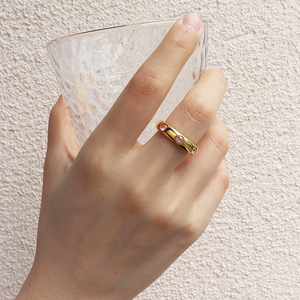 Lanzminos — bague en acier inoxydable pour femmes, bijou fin rose clair, pierre d'été sans polissage - Product Image 6
