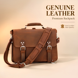 Elegante Bolso Mensajero de Cuero Genuino Hecho a Mano, Bandolera, Bolso de Hombro, para Portátil, Oficina, Viajes, Unisex, Negocios, Trabajo, Regalos, de Lujo - Product Image 1