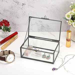 Premium Clear Glass <b>Memory</b> <b>Box</b> with Silver Metal Accents for Special Occasion Keepsakes and Decorative Household Storage - Product Image 6