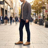 Mocassins pour hommes en cuir véritable antidérapants à enfiler avec surpiqûres, décontractés, tendance, polyvalents, pour l'extérieur, semelle extérieure en caoutchouc