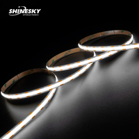 SHINESKY Strip Led COB pemotongan gratis, Strip Led 8MM 24V 10w/M 512leds satu Bin fleksibel