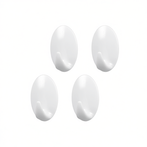 Small Egg Shaped Adhesive <b>Hooks</b> Pack Of 4 White Novelty Wall <b>Hooks</b> For Home <b>Kitchen</b> Bathroom Use - Product Image 2