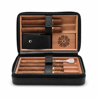 Étui à cigares portable en bois de cèdre espagnol, boîte à cigares de voyage en cuir avec plateau amovible, pochette zippée pour 6 cigares, cadeau pour homme