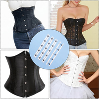 Busk Korset Baja Anti Karat CYG 12mm Hitam dengan 5 Pengait & Lubang untuk Menjahit Korset, Bustier, dan Waist Trainer