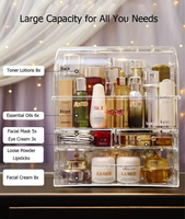 Organisateur de maquillage en acrylique transparent, boîte de rangement pour cosmétiques, soins de la peau, grand organisateur de cosmétiques en plastique à plusieurs niveaux, rond, rectangulaire