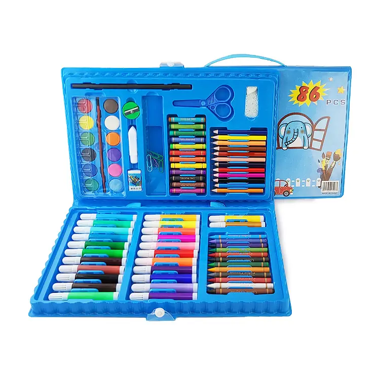 86 color pencils crayon oil painting portable cute cartoon print box customization art drawing set stationery set for kids