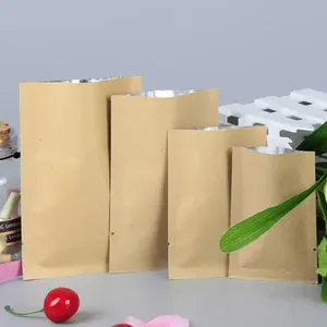 Food Packaging Pouches Heat Seal Tear Notch Open Top Kraft Paper Mylar aluminum foil mylar bag for Ground Coffee Snack Tea Candy