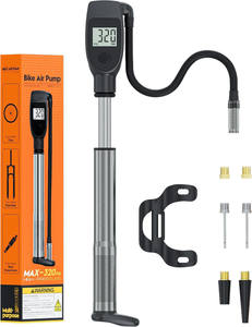 Mini <span class=keywords><strong>pompe</strong></span> à vélo portable à <span class=keywords><strong>double</strong></span> <span class=keywords><strong>action</strong></span> à haut volume avec gonfleur de fourche avant de jauge de pneu pratique pour un gonflage facile du vélo - Product Image 1