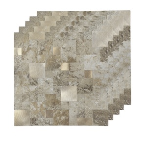 Brown Peel-and-stick-<b>tile</b> Stone Look square Waterproof Peel and Stick Kitchen <b>Backsplash</b> Mosaic - Product Image 5