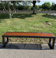 Banc de jardin en acier galvanisé imperméable en gros, banc de parc moderne en bois massif, chaise