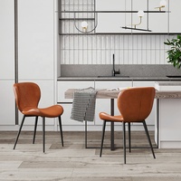 [En stock] Chaise de salle à manger en cuir de luxe léger, chaise moderne simple haut de gamme pour la maison avec structure métallique