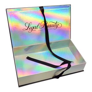 Custom Luxury Glitter Holographic packaging hologram cosmetic skin care gift box Bundles Wig Packaging For Hair Extension Bo