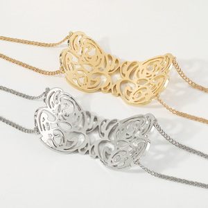 Custom Retro <strong>Gold</strong> Color <strong>Metal</strong> Butterfly Chain Necklace for Women Fashionable Letter Word 'MORE' Choker Link Chain <strong>Collar</strong> Jewelry - Product Image 5