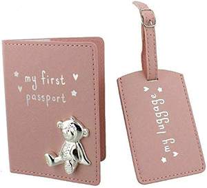 My First Passport & Equipaje Tag Set con Metal Teddy Icon Pink PU Personalización Gua Cartera impermeable para hombres 10 piezas aceptables - Product Image 1