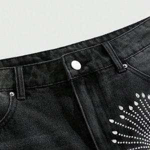 กางเกงขาสั้นยีนส์ผู้ชายสไตล์สตรีทแวร์พิมพ์ลายเพชรแบบกำหนดเอง ทรงหลวม สไตล์ลำลองสำหรับฤดูร้อน ลุควินเทจ ดีไซน์ลายขนแมว - Product Image 2