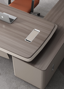 JUOU-Mesa de oficina ejecutiva en forma de <span class=keywords><strong>L</strong></span>, escritorio moderno de MDF para ordenador de oficina, 2022, muebles de oficina Foshan de madera - Product Image 4