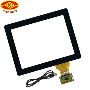 定制8英寸Pcap钢化透明玻璃防水多点触摸USB TFT EETI电容式触摸屏面板套件