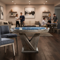 Table de poker Hold'em en bois massif personnalisée pour le divertissement et les jeux d'argent en promotion, table de poker ronde de 58 pouces et 62 pouces