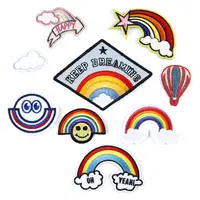 Adesivo decorativo arco-íris para roupas, bolas bordadas em nuvem, adesivo para decoração de roupas e conta à mão, 2021