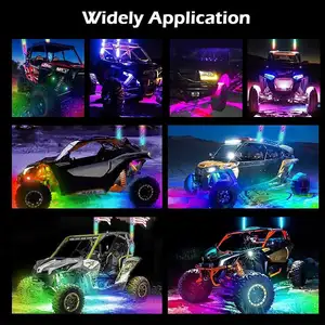 [Stock Goods] 2FT 1.75 Inch Flexible Led Whip Light RZR 360 Degree Spiral RGB RGBW Remote APP Control Whip Lights For UTV ATV