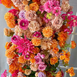 Arco di <span class=keywords><strong>Fiori</strong></span> Artificiali in Seta <span class=keywords><strong>Rosa</strong></span> e Gialla Fatto a Mano per Matrimoni, Natale e Capodanno Cinese - Product Image 4