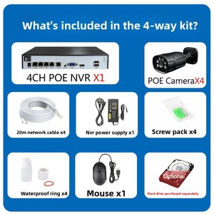 Kit de Vigilância CCTV POE <span class=keywords><strong>NVR</strong></span> Xiongmai de 4 Canais 4K 8MP com Câmera Bullet Externa Preta e Fontes de Luz Duplas - Product Image 2