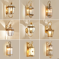 Appliques murales LED Highlux 10W E27, style vintage, étanches IP65, en laiton et verre transparent, pour cour