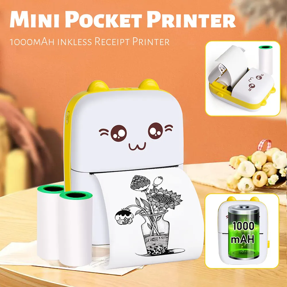 Nhiều Màu sắc trẻ em miniprinter xách tay ảnh kỹ thuật số nhãn nhiệt máy in mini cho trẻ em Quà tặng túi máy in nhiệt