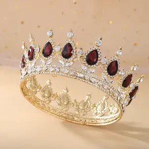Corona de cristal de princesa barroca real, accesorios para el cabello de boda, Tiaras nupciales para bailes de Graduación