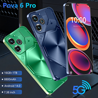 Pova6pro Version Globale Téléphone Professionnel Léger Android 14 Double SIM Smartphone 3G/4G 108MP Charge Sans Fil