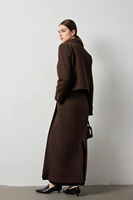 2025 marron Tweed Blazer pour femmes classique revers conception Double bouton fermeture élégant poches plaquées bureau et vêtements d'extérieur décontractés